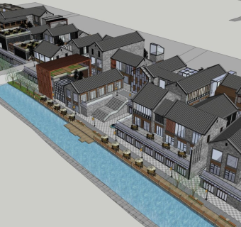 徽派仿古建筑 商业街区 滨水建筑 古典建筑 商业庭院