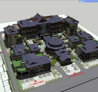 中式坡屋顶度假酒店 热带度假酒店 海岛会所