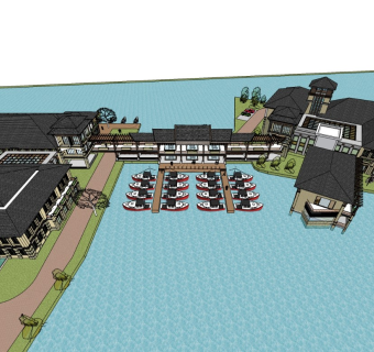 简欧式度假酒店会所 滨水建筑 游艇酒店