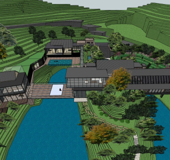 新中式山地别墅会所 创意民宿 文化会所