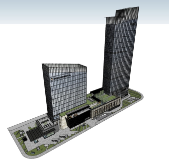 洲际酒店 高层塔楼 商业裙房 现代酒店