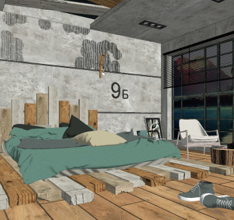 古旧风格民宿客房 现代做旧风格