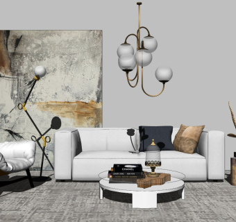 轻奢装饰风客厅软装 素色系