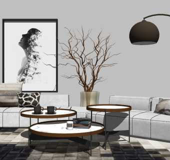 现代轻奢郊外别墅客厅软装