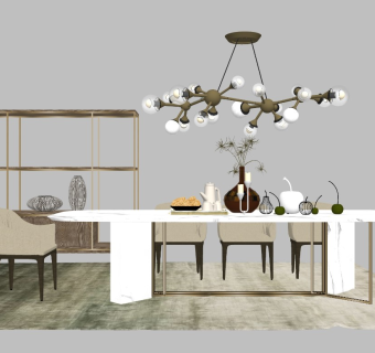 轻奢典雅装饰风格别墅餐厅软装