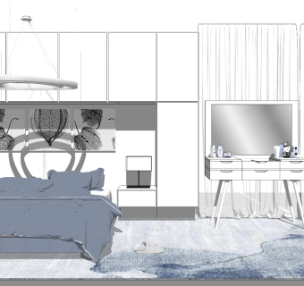 简约宜家风格卧室 粉蓝色系