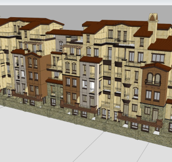 地中海风格坡屋顶多层住宅