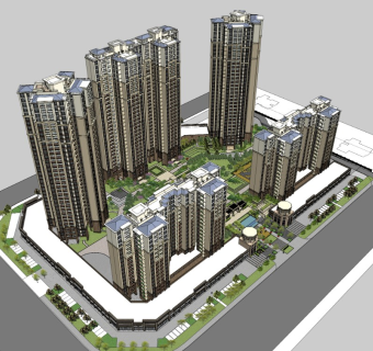 简欧式高层住宅小区 住区景观设计