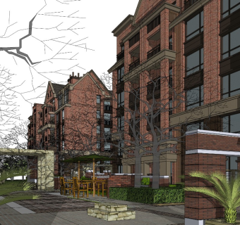 英伦风多层住宅小区 坡屋顶复古住宅社区