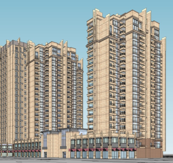 新古典主义高层住宅 沿街底商