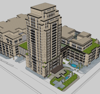 欧式商业综合体 高层酒店