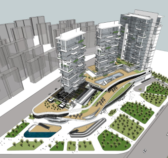 城市商业综合体 现代主义风格高层公寓酒店