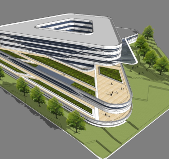 现代风格山顶多层办公楼 科技感未来感办公楼