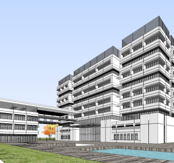 现代中式风格高层办公楼 行政办公楼