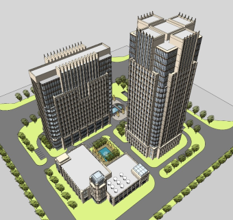 新古典主义高层酒店办公商务会所