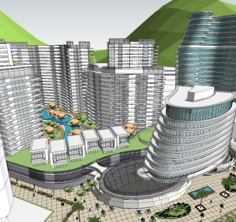 城市商业综合体 高层办公高层公寓高层酒店 沿海景观建筑