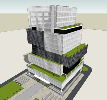 现代风格高层办公楼 总部办公楼 体量堆叠