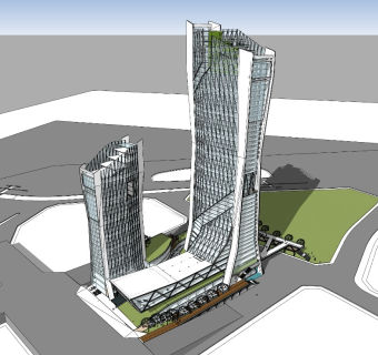 未来感超高层办公楼 商业综合体 双塔