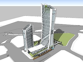 未来感超高层办公楼 商业综合体 双塔