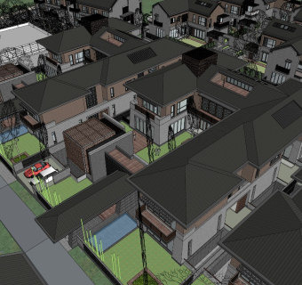 新中式高档住宅小区 独栋别墅联排别墅商务会所