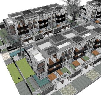 新中式联排别墅 高档住宅小区