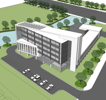 现代风格多层办公楼 滨水办公建筑