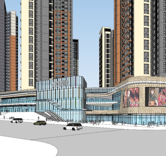 现代风格高层住宅小区 商业综合体 MALL