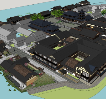 唐风商业街区 日式商业步行街 拈花湾