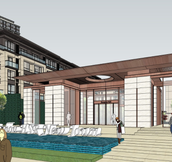 新中式住宅小区 多层住宅小区入口门头