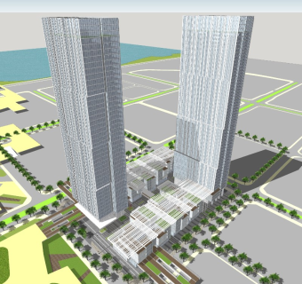 超高层办公塔楼 商业综合体 商业街区 现代风格总部办公