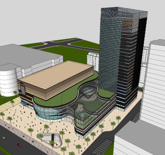 城市商业综合体MALL商业中庭 高层办公塔楼