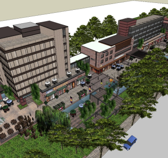 沿街商业步行街景观设计 中式景观设计