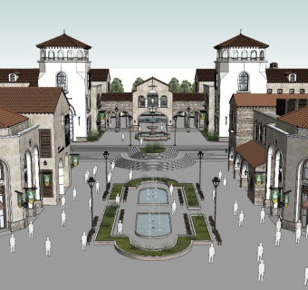 欧洲旅游小镇欧陆风情街区式商业 游戏场景影视拍摄基地