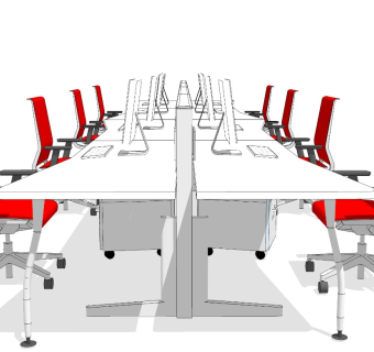 宜家风格现代办公桌椅员工工位成排布置