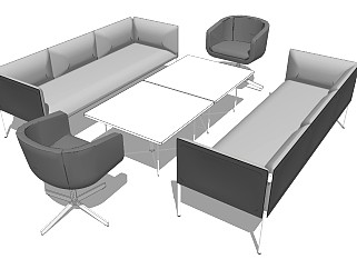 宜家风格现代办公休闲等候区沙发茶几休闲椅子组合
