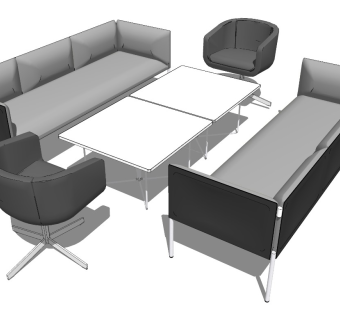 宜家风格现代办公休闲等候区沙发茶几休闲椅子组合