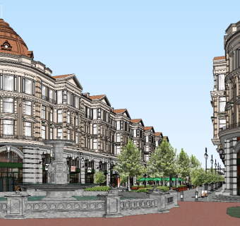 54英伦风商业街 欧式商业街道