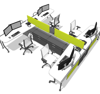 宜家风格现代办公桌椅员工工位单元