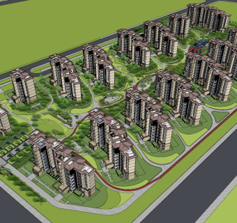 48新中式风格住宅小区景观设计