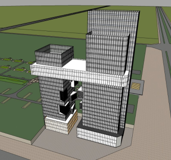 58高层办公塔楼H形双塔