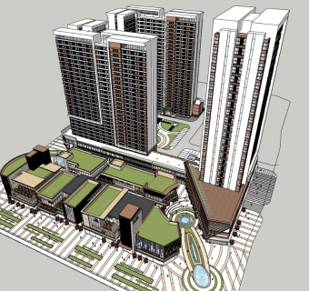 54街区式商业 现代风格住宅小区