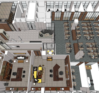 912 传统中式风格设计办公室室内工装 老板办公室会议室前台