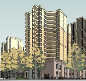 简欧式高层小区建筑规划底商