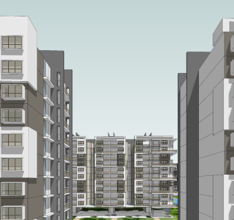 现代小区规划盒子建筑