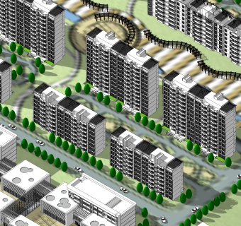 现代小区建筑版式