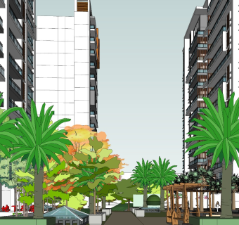 现代小区规划商业建筑