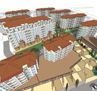 现代多层小区居住区职工宿舍