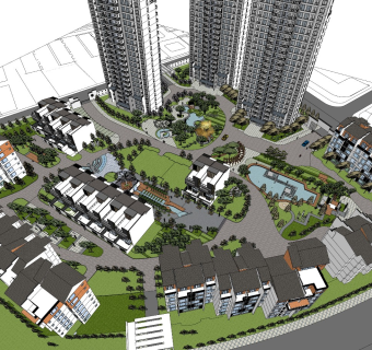 新中式高层联排小区居住区规划