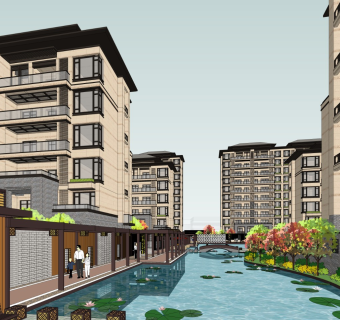 新中式北派小区规划景观