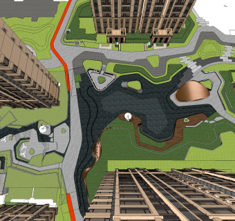 新古典高层小区居住区景观